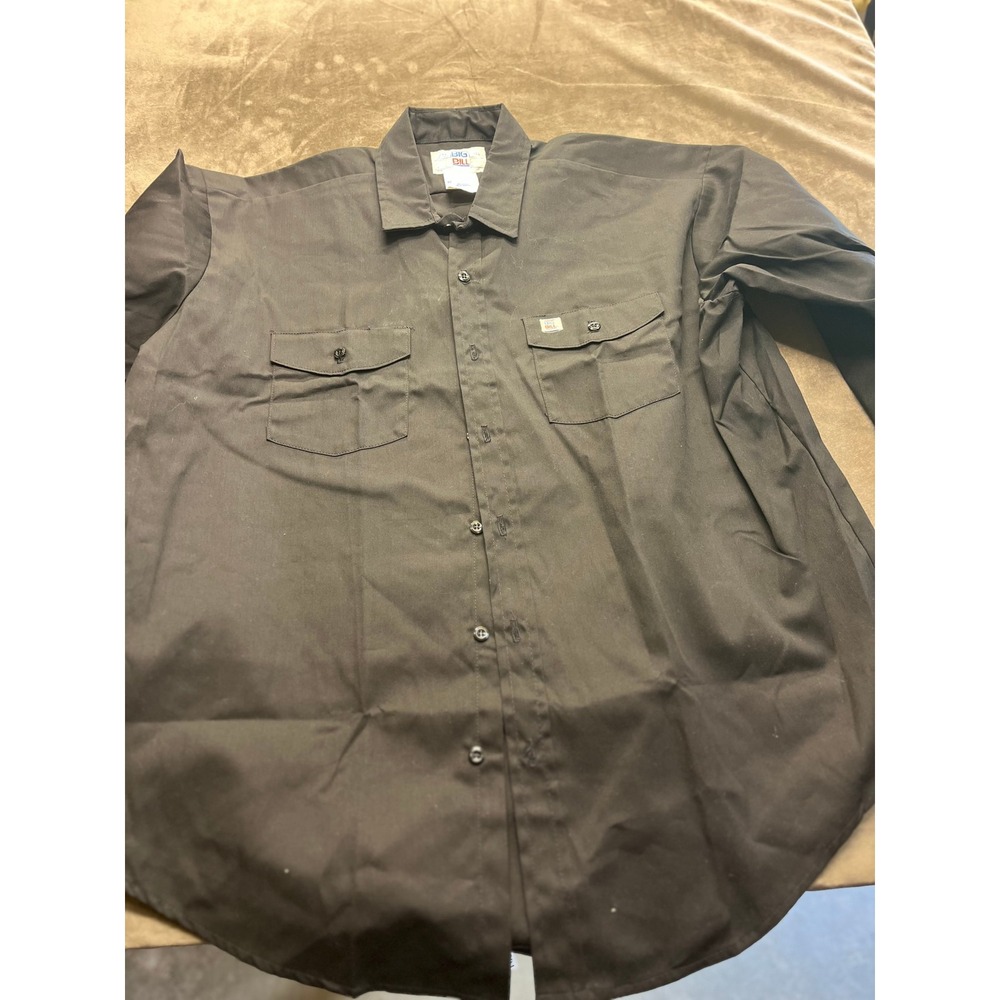 Big Bill Mens 2XL Black Long Sleeve Work Shirt Button Down Made in USA 148BK